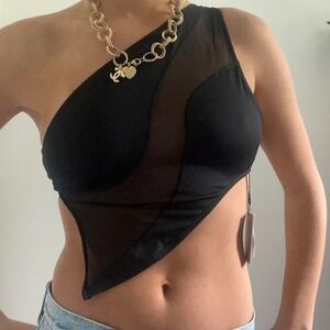 Revolve Black mesh top